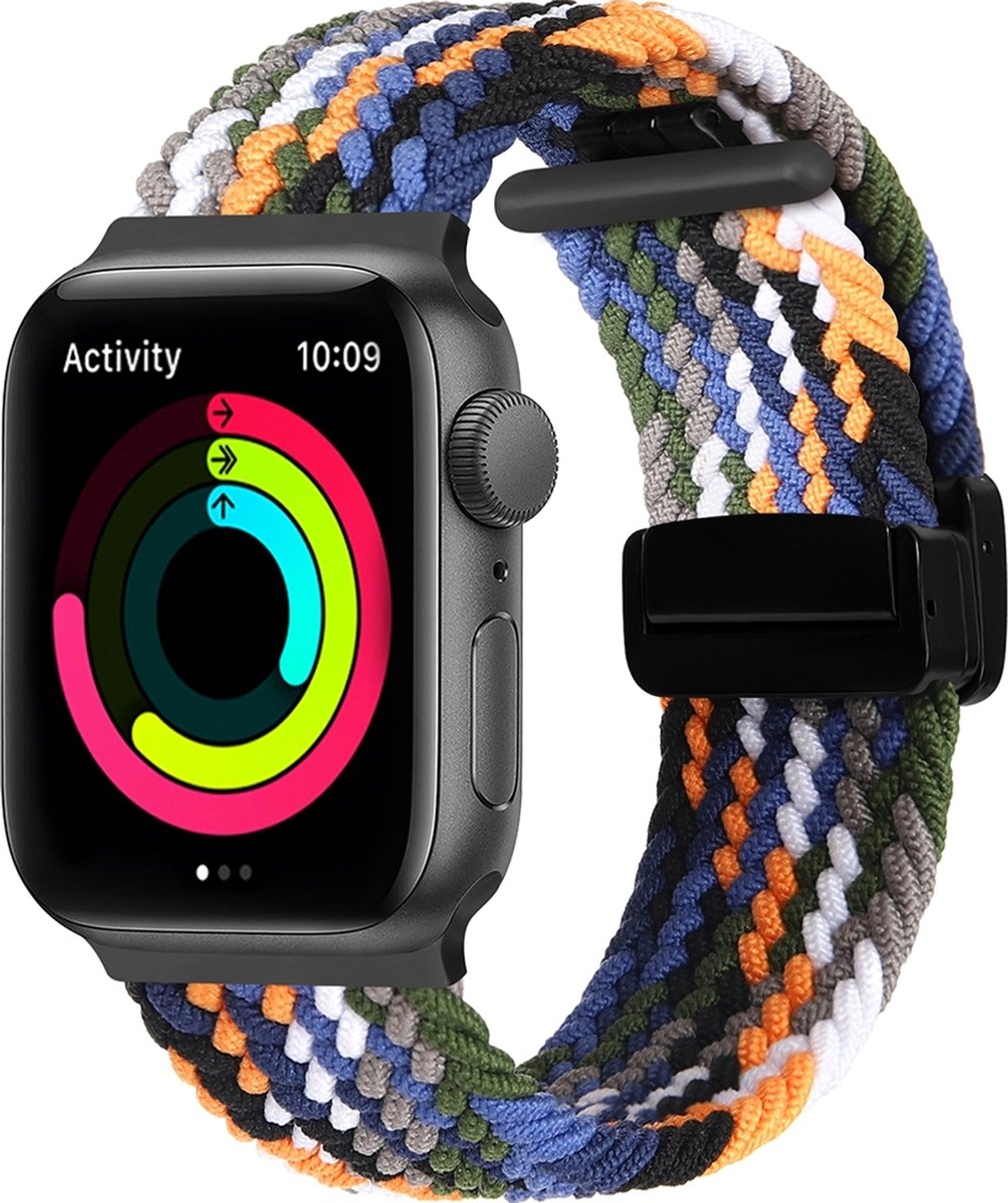 Mobigear Nylon Watch bandje geschikt voor Apple Watch Bandje Magneetsluiting | Mobigear Braided Mag - 42/41/40/38 mm