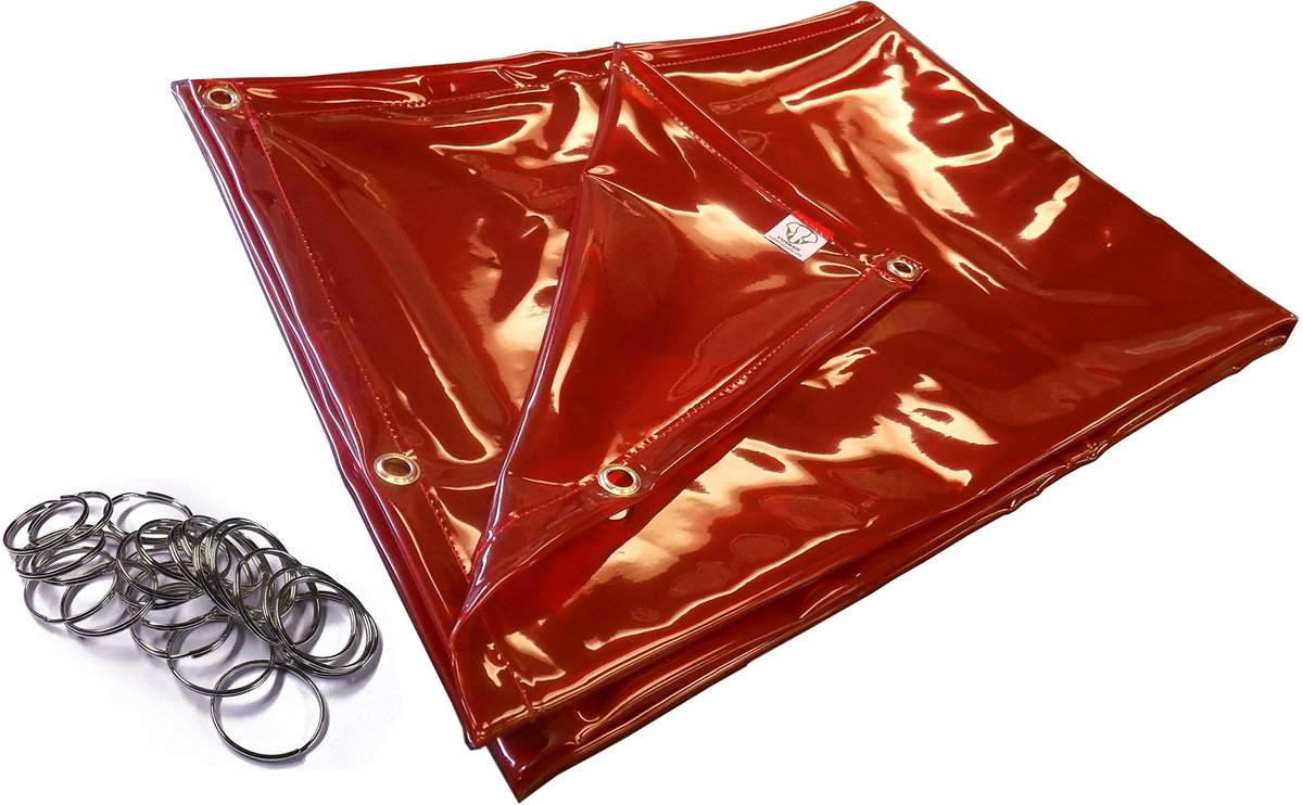 TUSKER INDUSTRIAL SAFETY lasgordijn, amberkleurig, PVC, 1,83 x 1,83 m, met ringen rondom en 51 mm splitringen, klaar om op te hangen
