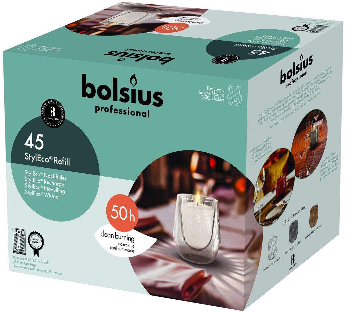 Bolsius Styleco - Geurkaars navulling - Doos - 45 stuks Meerdere kleuren