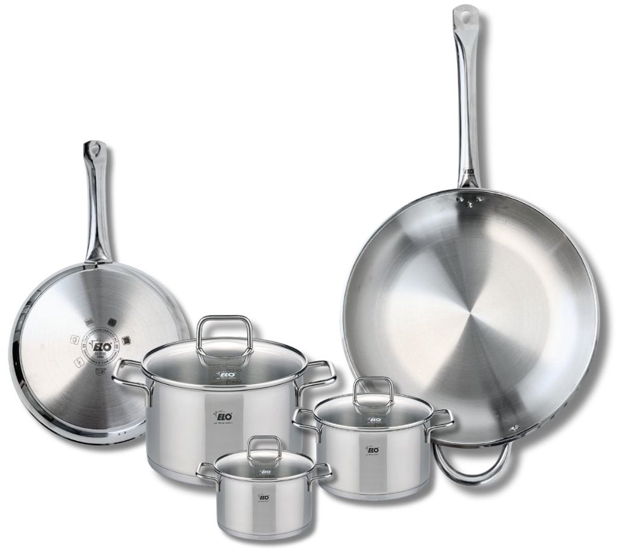 Set van 2 Bakpannen 24 en 32 cm en 3 Kookpotten 12, 14 en 20 cm Elo Profi Citrin