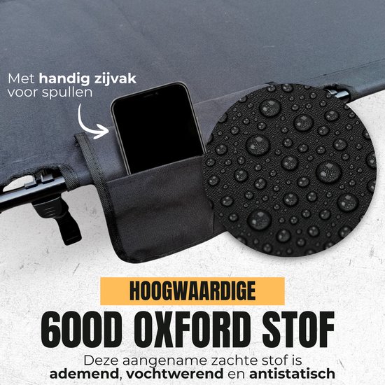Jaxplore Veldbed - Kampeerbed - 150 kg draagvermogen - 2.2kg - Incl. opbergtas - 193x65x16cm - Vouwbed- Strecher - Zwart van Jaxplore — afbeelding 3