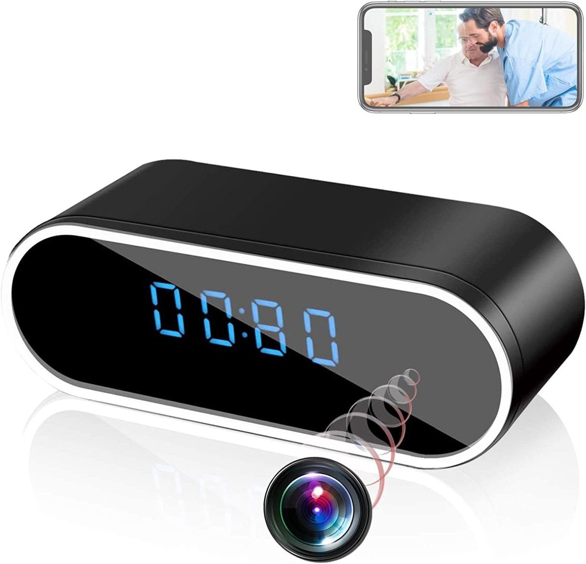 Wekker 4K Spionagecamera Mini DV - 1080P HD WiFi met nachtzicht