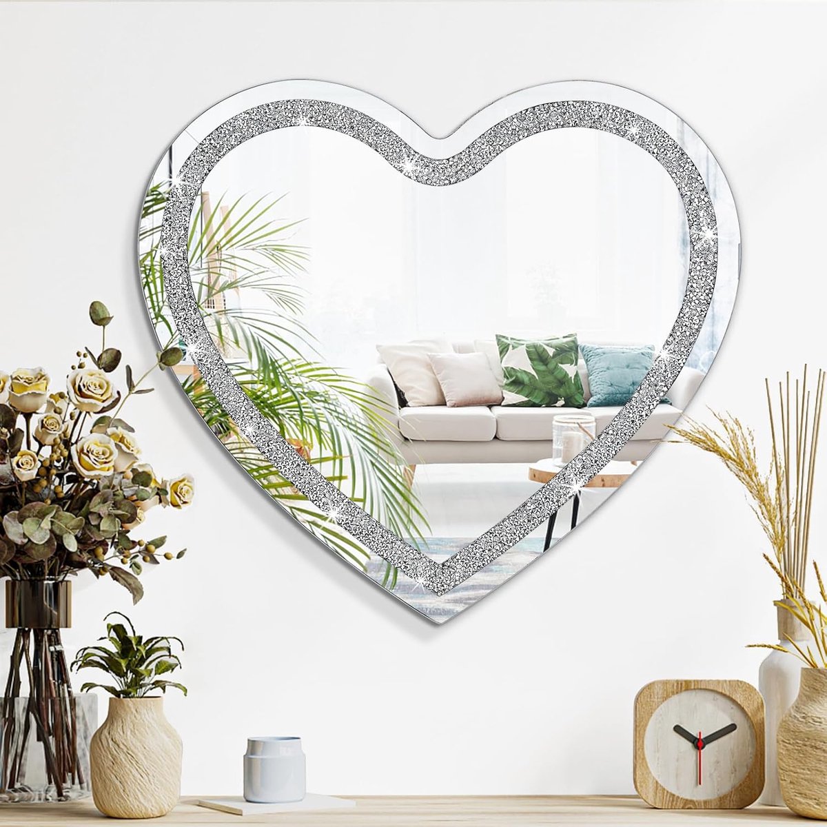 Bling Frameloze Wandspiegel voor Wanddecoratie - Hartvormig, 50 x 50 cm