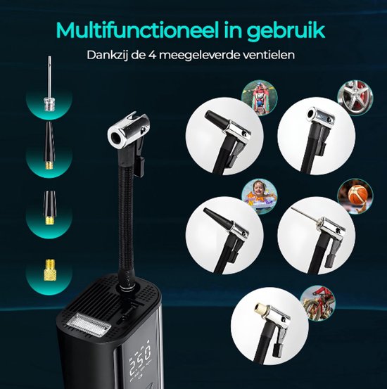 Senzo Elektrische Fietspomp - Luchtcompressor - Bandenpomp - Ballenpomp - Voor Fiets, Scooter & Auto van Senzo — afbeelding 5