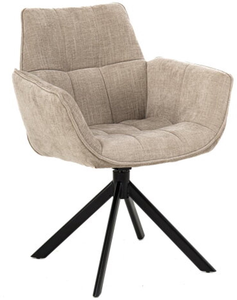 Eetkamerstoel Monaco poot Venus draaibaar zwart - Milan beige 170