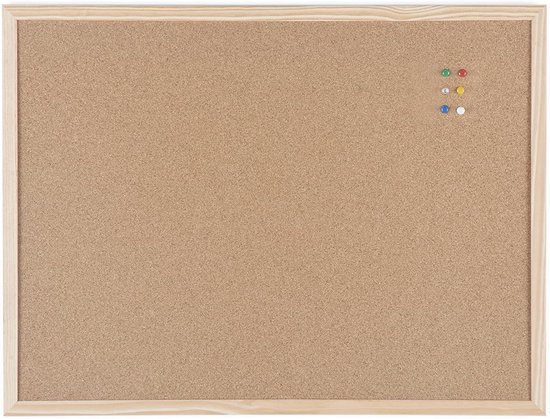 Kurkbord met massief grenenhouten frame 80x55 cm