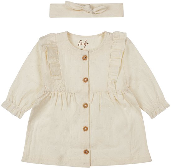 Dirkje Jurk Lange Mouw + Haarband Off White 56