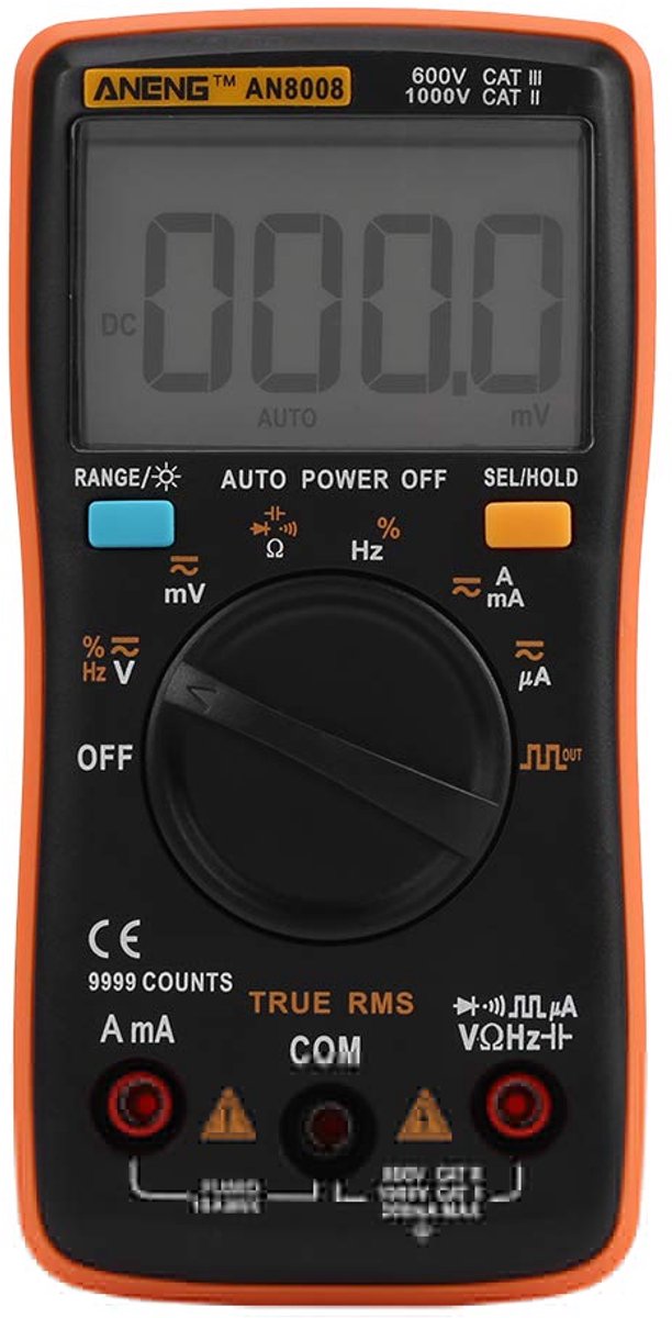 Digitale Multimeter True-RMS AC DC Spanning Amperometer voor Stroom, Weerstand, Diode en Transistor Test