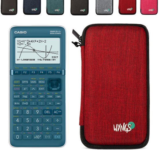 Casio Graph 25+E II incl. WYNGS Beschermhoes Rood - Grafische Rekenmachine - Basis Pakket