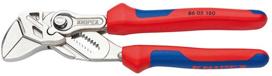 Knipex tang met rood-blauwe handvatten, 180mm.