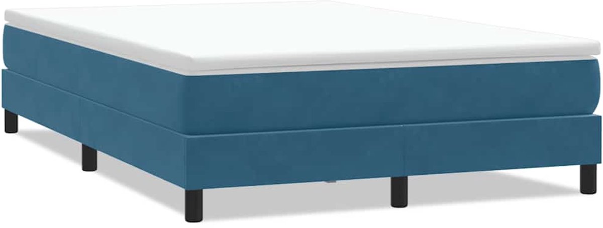 vidaXL Boxspring - zonder - matras - fluweel - donkerblauw - 160x220 - cm