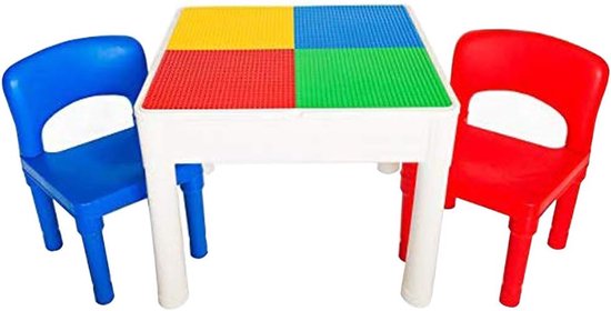 4-in-1 Speel- en Bouwtafel voor Kinderen - Indoor en Outdoor Speelset met Stoelen en Opbergmogelijkheden