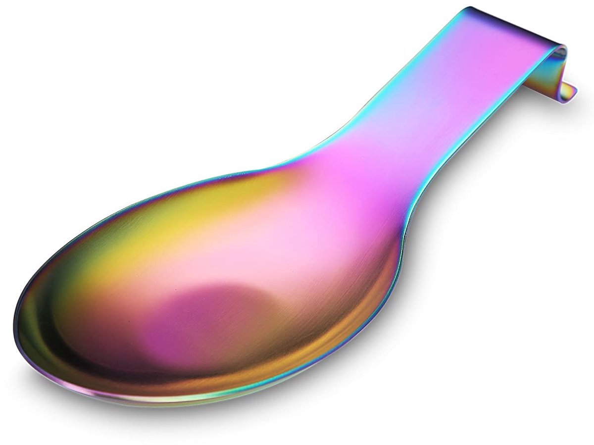 Unyqoos ® Stijlvolle Regenboog Lepelhouder van Roestvrij Staal voor Keukengerei en Pannendeksel, Vaatwasserbestendig