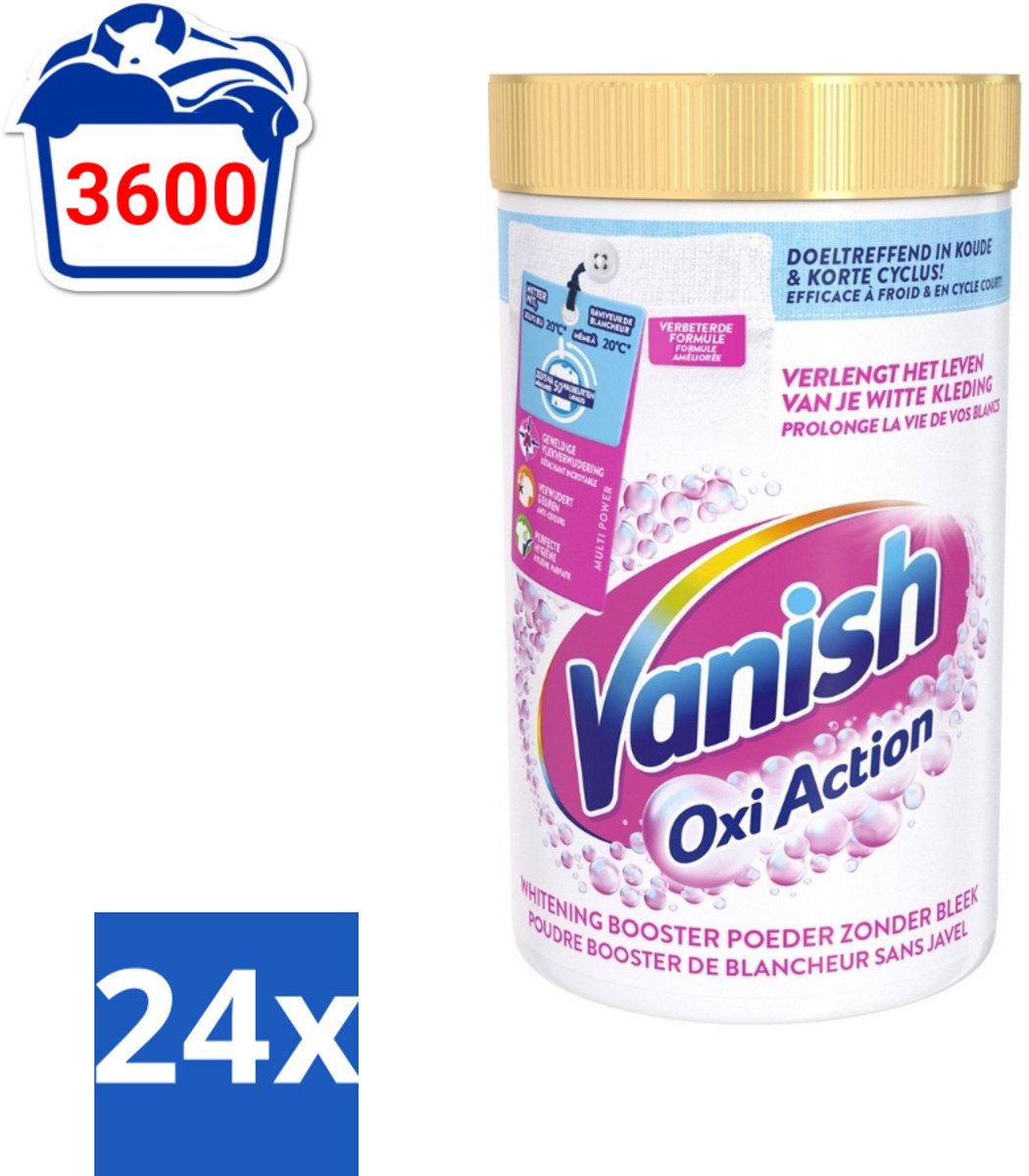 24 x Vanish Oxi Action - Vlekkenverwijderaar Poeder - Zonder Bleek - Witte Was - 1.5 Kg - Vlekkenverwijderaar - Witwas - Wasverzachter - Vlekken Verwijderen - Witwasmiddel