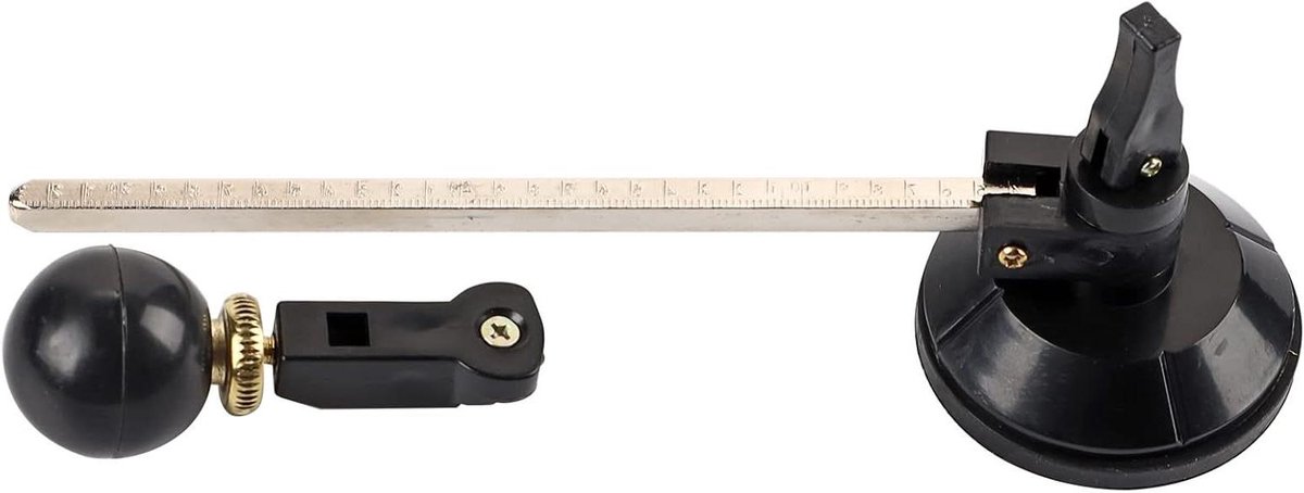 6-wiel-passer cirkelsnijder met zuignap - Cirkelvormig rol-passermes met 6 wielen voor glazen tegels (30 cm)