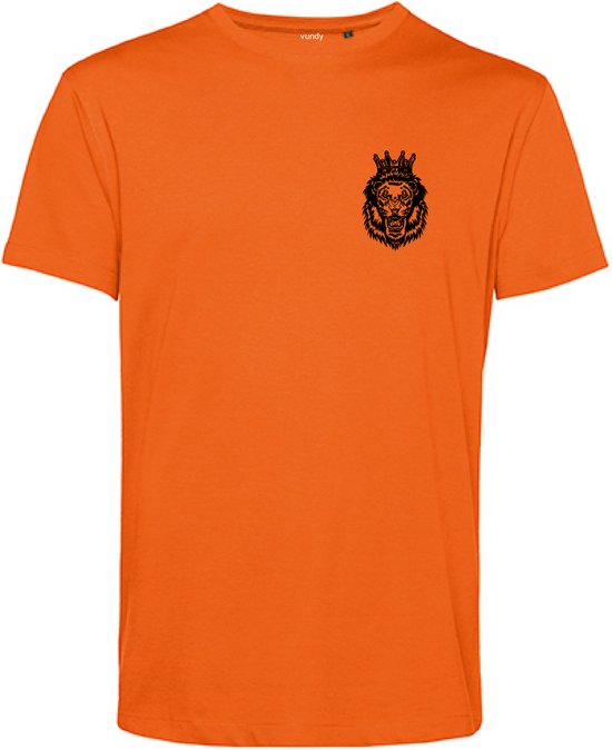 T-shirt Leeuw met Kroon Zwart Achterkant | Koningsdag Kleding | Shirt Oranje | Oranje | maat 4XL