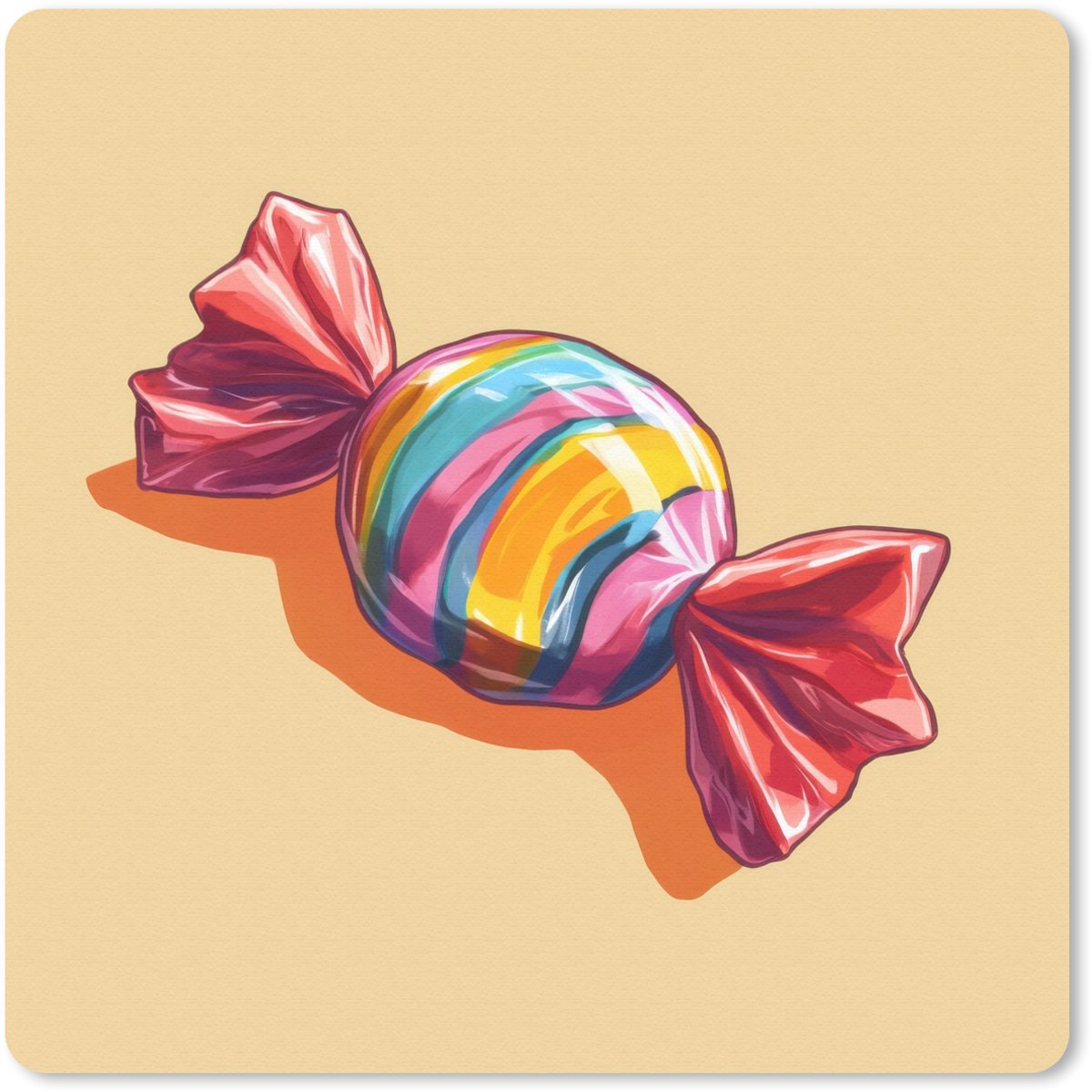 Muismat 20x20 cm - Mousepad Geel - Snoep - Kleur - Muismatten