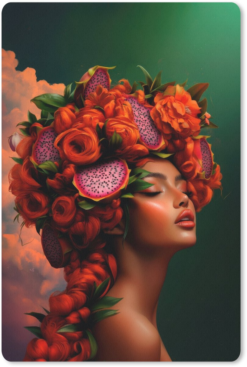 Muismat 18x27 cm - Mousepad Vrouw - Drankenfruit - Rozen - Muismatten