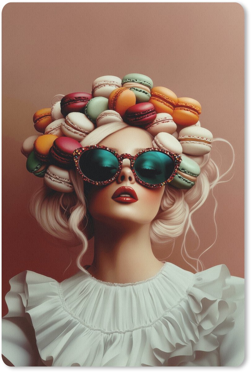 Muismat 18x27 cm - Mousepad Vrouw - Macarons - Bril - Muismatten