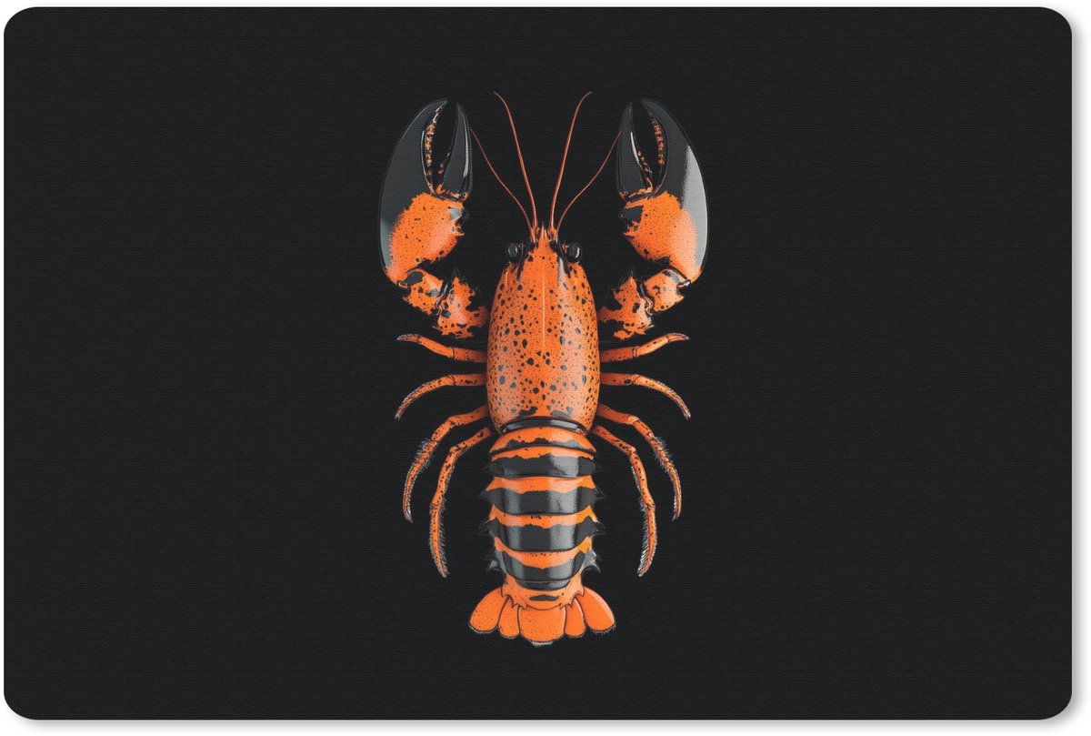Muismat 27x18 cm - Mousepad Kreeft - Oranje - Zwart - Modern - Muismatten