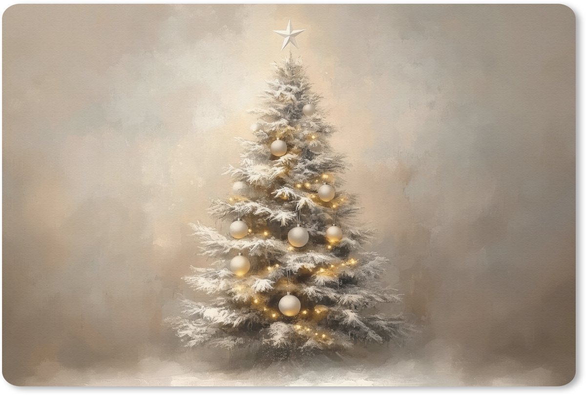 Muismat 27x18 cm - Mousepad Kerst - kerstboom - Sneeuw - Art - Muismatten