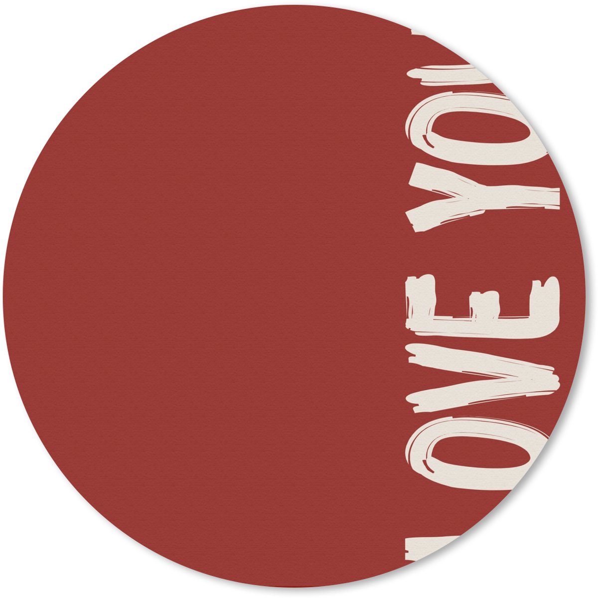 Muismat rond 50x50 cm - Mousepad Schuin - Loveyou - Rood - Ronde muismatten