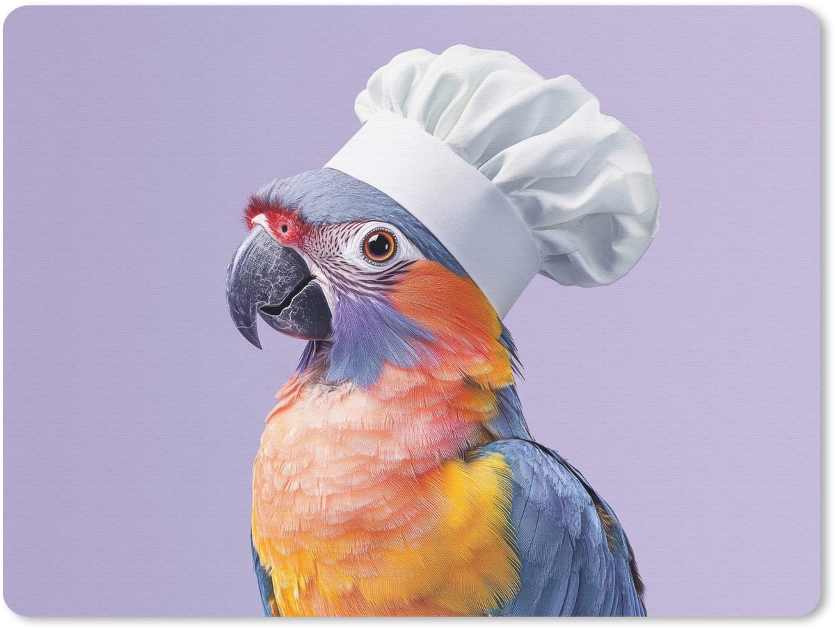 Muismat 23x19 cm - Mousepad Papegaai - Koksmuts - Paars - Cute - Muismatten