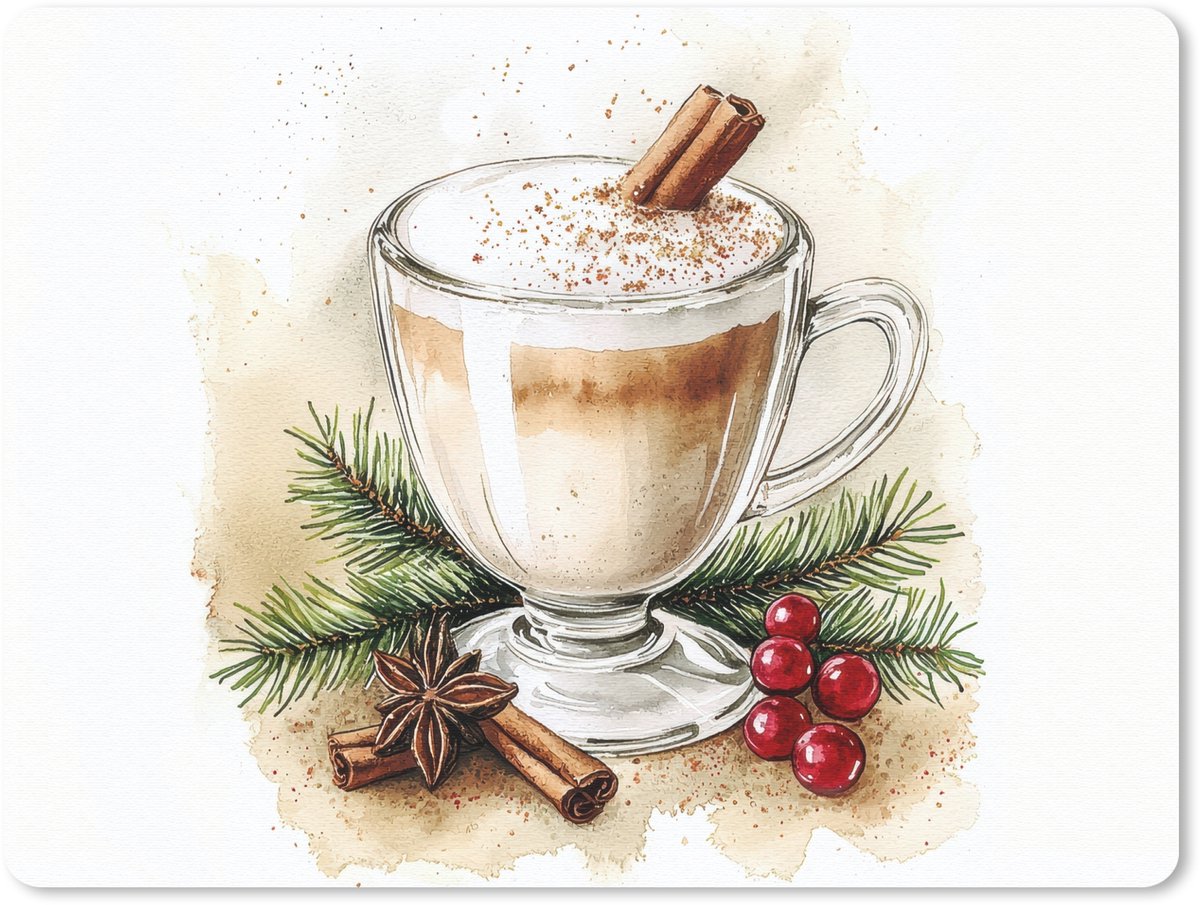 Muismat 23x19 cm - Mousepad Winter - Koffie - Warm - Decoratie - Muismatten