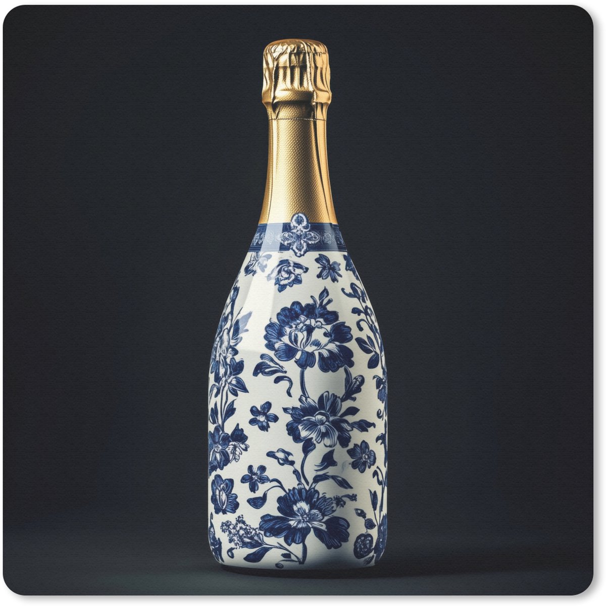 Muismat 20x20 cm - Mousepad Champagne - Bloemen - Goud - Chique - Muismatten