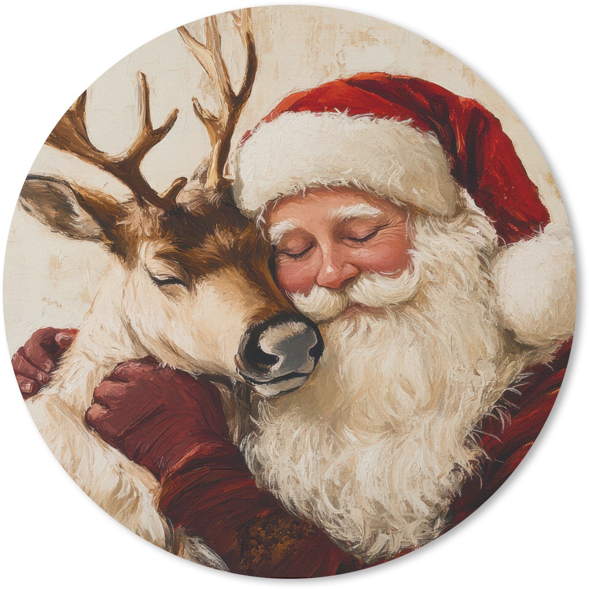 Muismat rond 20x20 cm - Mousepad Kerstman - Rendier - Kerst - Christmas - Ronde muismatten