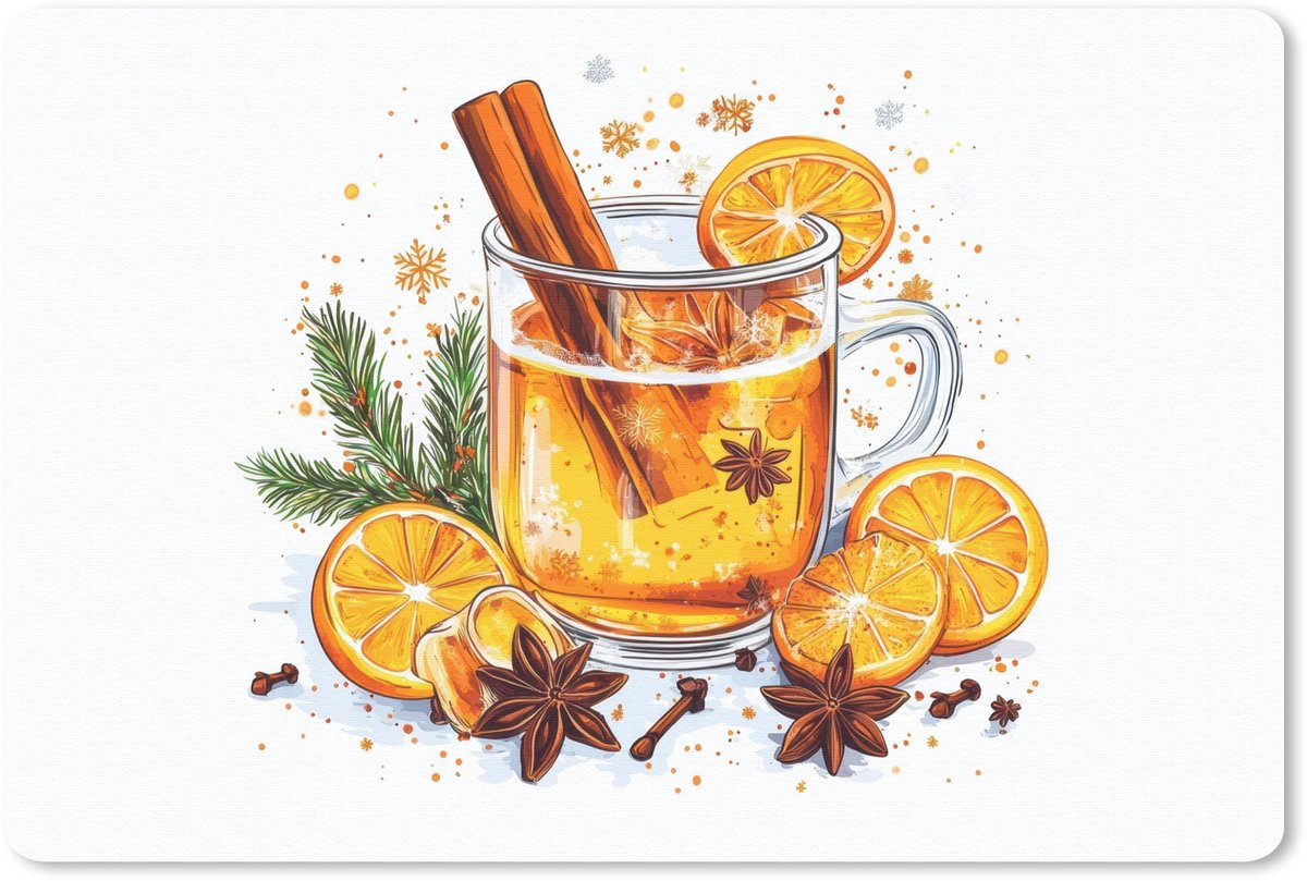 Muismat 27x18 cm - Mousepad Warm - Thee - Oranje - Kaneel - Muismatten
