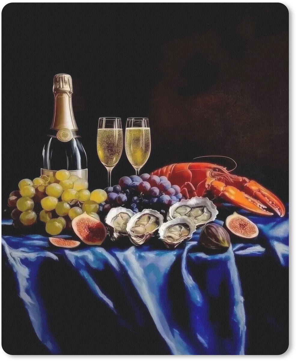 Muismat 19x23 cm - Mousepad Champagne - Luxe - Oesters - Muismatten