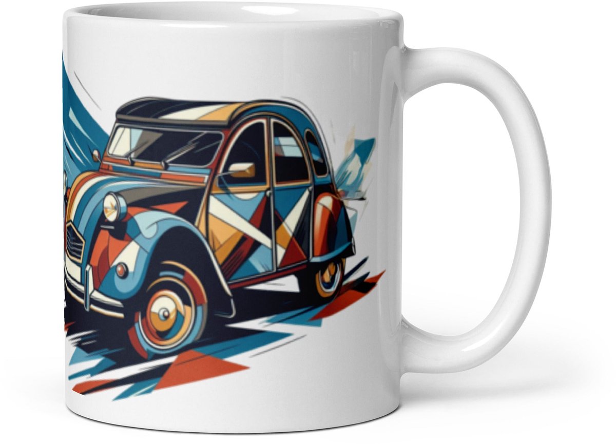 De2pktjes - Een slokje kunst: Picasso-stijl Citroën 2CV mok