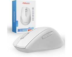 Stille Draadloze Muis - Wit - Bluetooth & 2.4G Draadloos - Geschikt voor Apple MacBook, Windows, Android, Tablet, Chromebook
