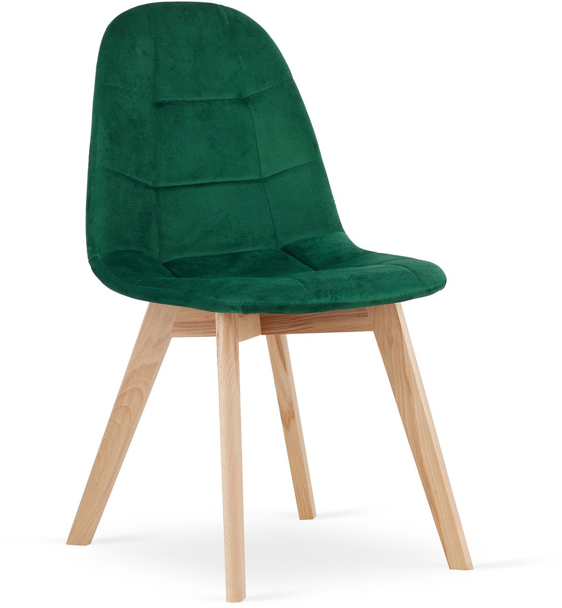 BORA Velvet Design Stoelen – Set van 4 – Donkergroen Fluweel – Scandinavisch Design – Beukenhouten Poten – Max. 120 kg