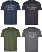 Tom Tailor Heren T-Shirt Tom Tailor 4 Pack regular fit Veelkleurig XXL Ronde Hals Volwassenen t shirt heren met print