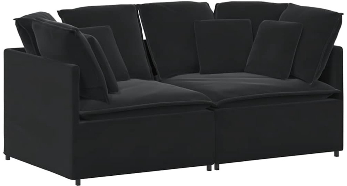 vidaXL - Modulaire - bank - met - kussens - fluweel - zwart
