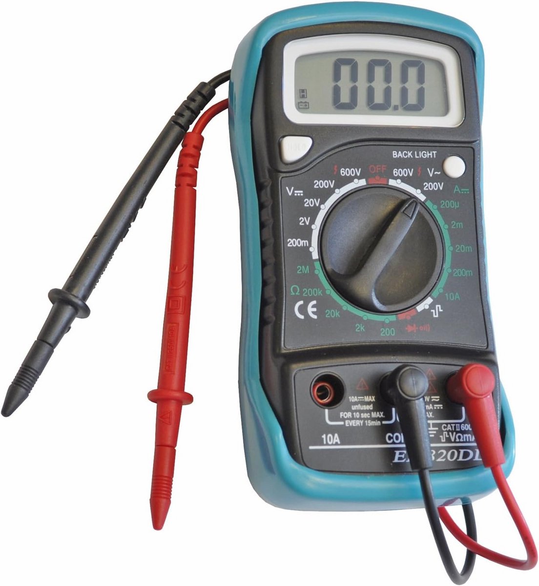 Multimeter met LCD-display en 20-positie schakelaar