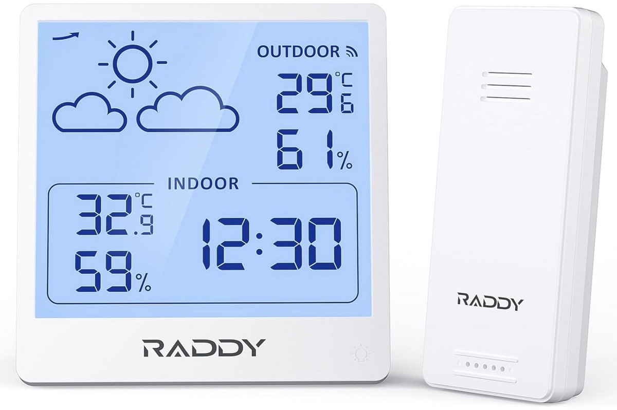 Draadloos Weerstation met Binnen- en Buitenthermometer, Hygrometer en 5,0 inch TN-display voor Weersvoorspelling