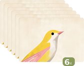 Napperons - 6 pièces - 45x30 cm - Set de table en plastique - Vogel - Minimaliste - Jaune - Dessous de Assiettes - Décoration de table - Accessoires de décoration de table de Cuisine - Dessous de verre en Vinyl - Décoration de table