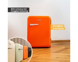 TZS First Austria Mini koelkast - Minibar - 40 liter - Vrijstaand - Volledig stil 22dB - Retro - Oranje