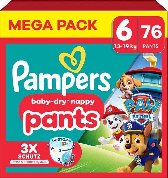 Pampers - Baby-Dry Pants - Paw Patrol-editie - Maat 6 (14kg-19kg) - 76 Luiers - Mega Pack