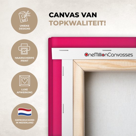 Tableau sur toile 80x120 cm - Décoration murale exclusive Coq - Coloré - Kimono - Rose - Décoration murale salon - Décoration chambre - Accessoires de chambre - Peintures sur toile