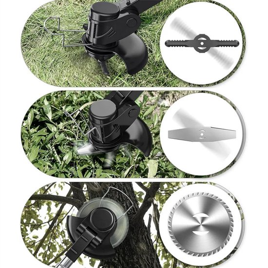 Traumheim®Accu-grasmaaier 21V met 2 accu's en oplader - Grastrimmer - Opvouwbare grasmaaier met wielen - Freischneider & Motorsense met telescopische steel + extra handgreep - zwart van Traumheim — afbeelding 5