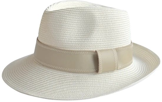 Harper Fedora Sun Hat Femme House of Ord UPF50+ Chapeau d'été avec Protection UV Taille : 58 cm réglable - Couleur : Ivoire