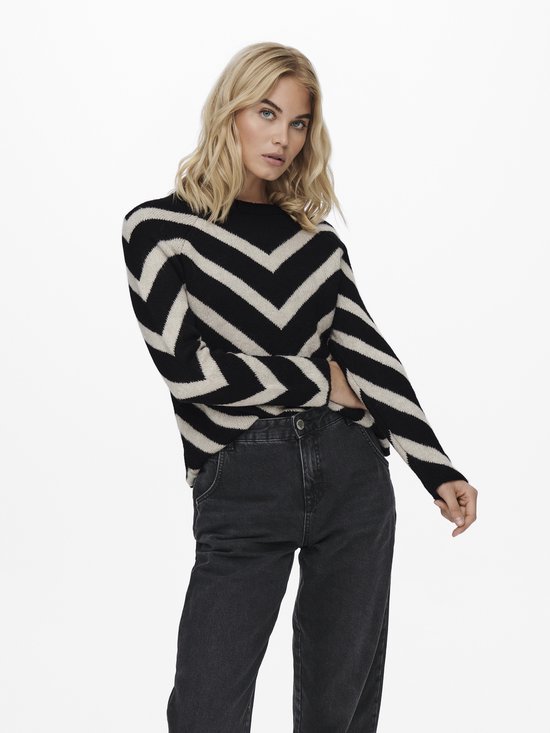 Only Trui Onleliza L/s Pullover Knt Noos 15191792 Black/w. Cloud D Dames Maat - XS
