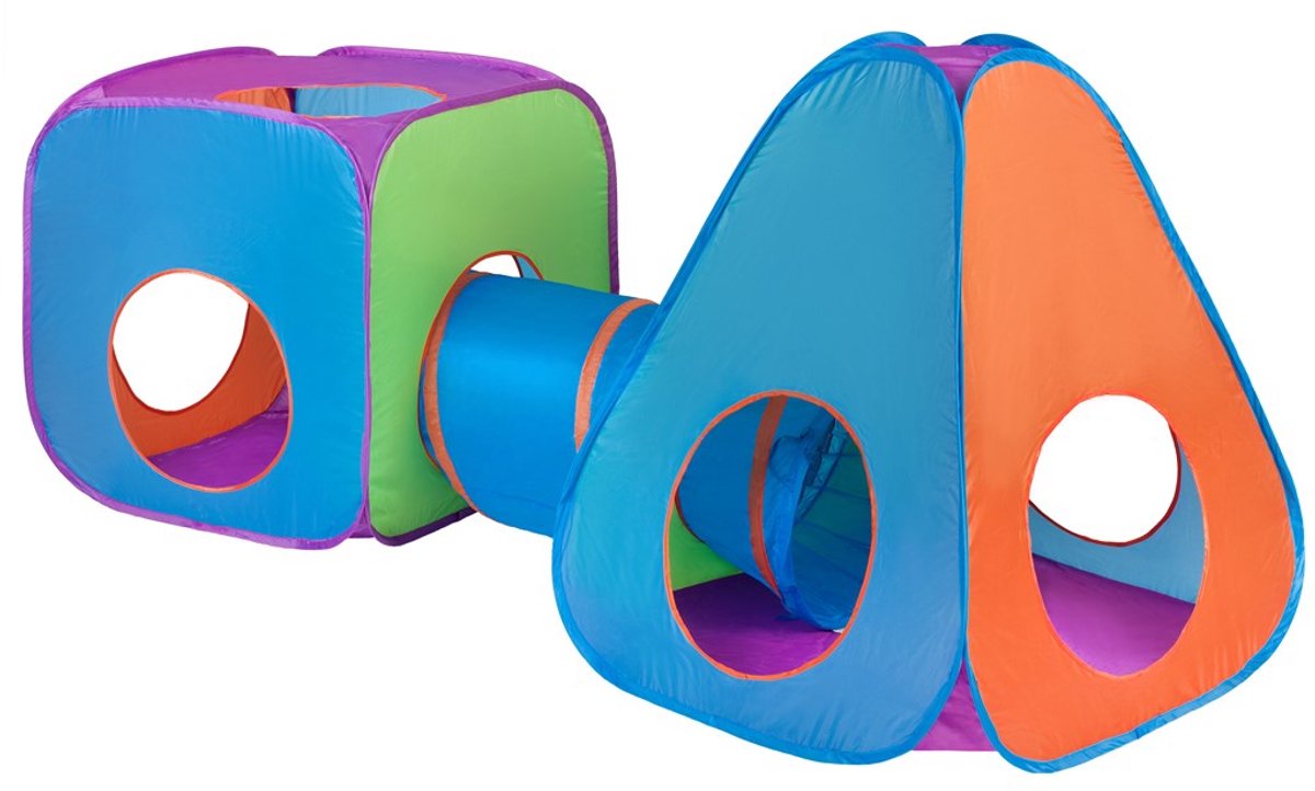 Baby Mix - Speelhuis - 3-in-1 tent multicolor polyester met tunnel - speelset - kindertent - binnenspeelgoed - buitenspeelgoed - tenten