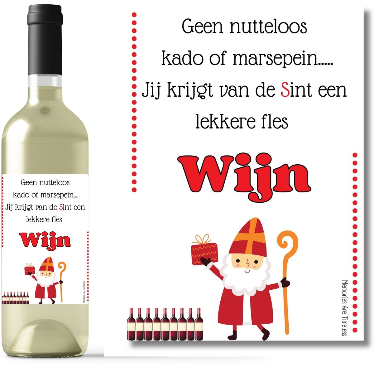 Wijnetiket Sinterklaas – Origineel Cadeau voor Volwassenen – Sticker A6