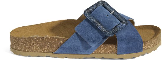 DESA Pantoufles Daim Bleu Femme Astuce de chaussure: ouvert Taille: 37 EU