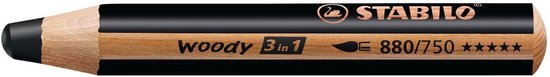 Zwart STABILO woody 3 in 1 potlood met sterren.